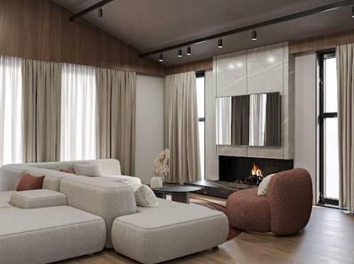 Просторное оформление с открытой планировкой. 06