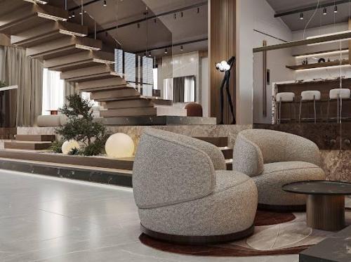 Просторное оформление с открытой планировкой. 05