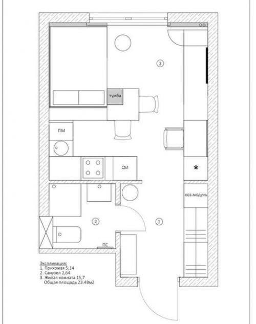Крошечная квартира.  Но вы только посмотрите насколько правильно. 09