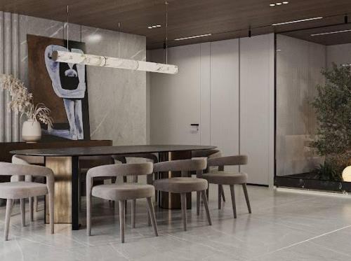 Просторное оформление с открытой планировкой. 09