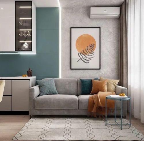 Интересная квартира. Оформленная в спокойных оттенках. 01