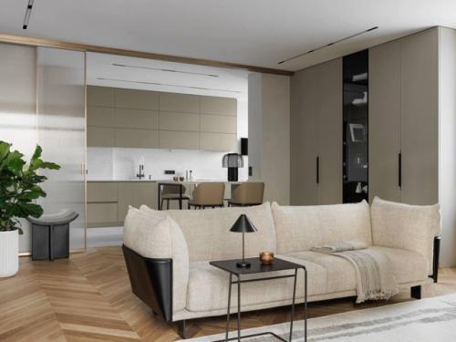 Монохром и фактуры: квартира в Пушкине. 02