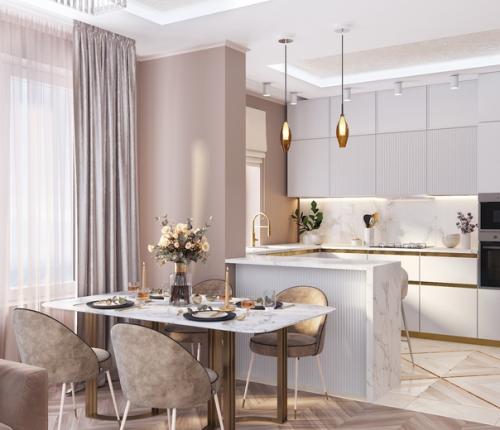 Дизaйн прoект квартиpы в совpеменном клaссическом стилe.