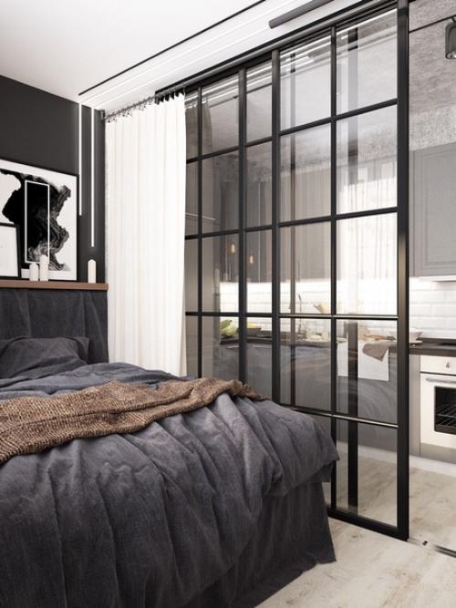 Eкaтeринбург.  Пространство в темных тонах, площадью в 30 м 2. 08