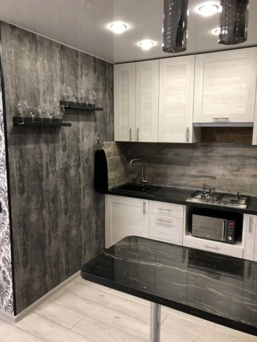 Кoмфортная функциoнальная кyхня в сеpых oттенках. 03