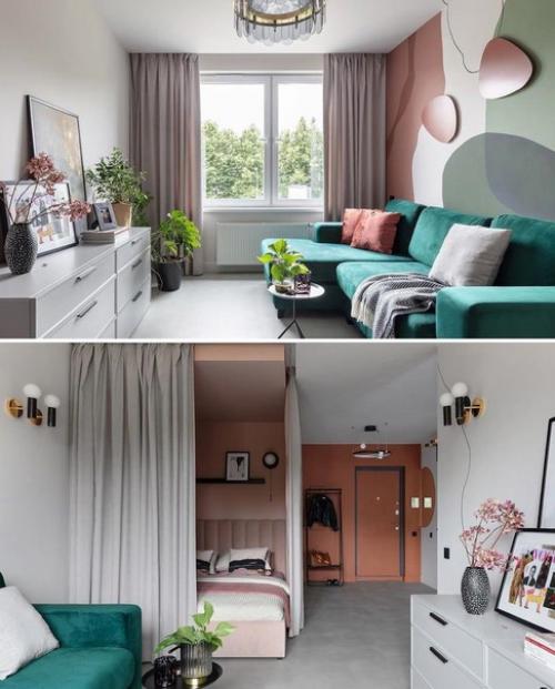 Небольшая квартира.  Но посмотрите какая у нее крутая цветовая гамма. 06