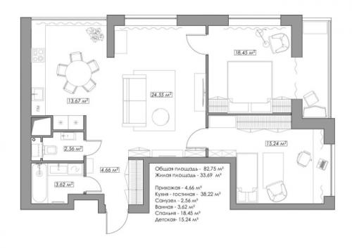Нюдовая трёхкомнатная квартира с мягкой и спокойной атмосферой. 09