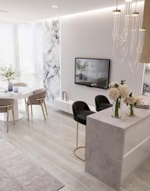 Кухня объединенная с гостиной. 05