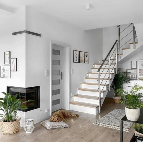 Интерьер загородного. Оформленный в белый цвет. 01