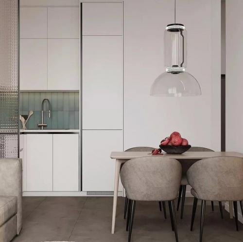 Эргономичная кухня в пастельных тонах. 02