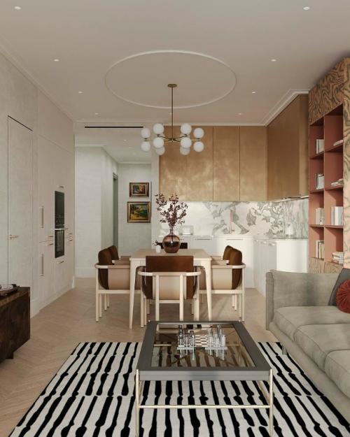 Сдержанный интерьер с характером для семьи.

