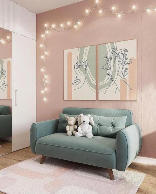 Нежная комната для девочки в пастельных оттенках. 03