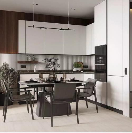 Просторная кухня - гостиная без излишеств. 02