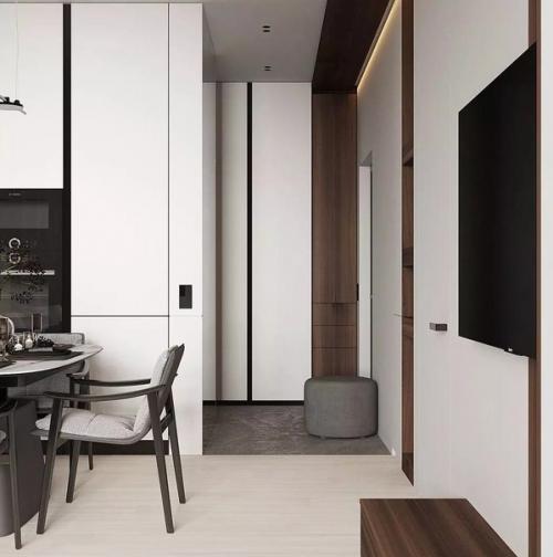 Просторная кухня - гостиная без излишеств. 06