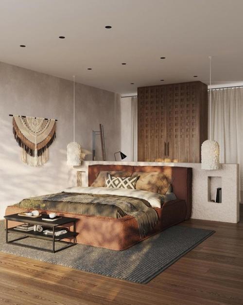 Чудесный пример, как можно оформить спальную комнату в стиле джапанди.