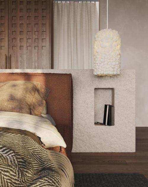 Чудесный пример, как можно оформить спальную комнату в стиле джапанди. 03