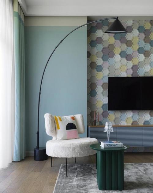 Гармоничный интерьер в мятных оттенках. 01