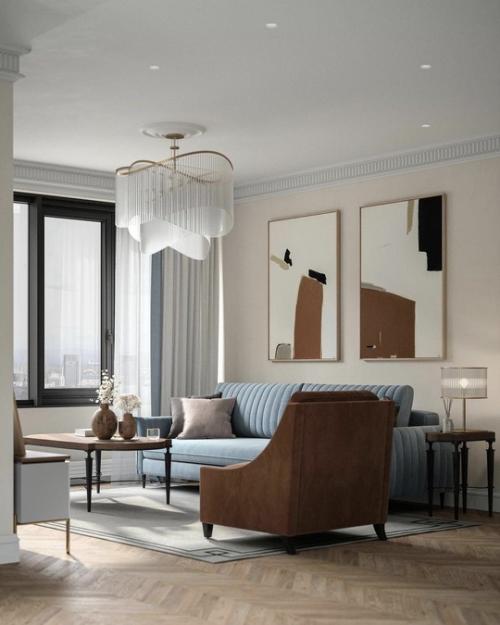 Спокойный, благородный интерьер с элементами американской классики. 04