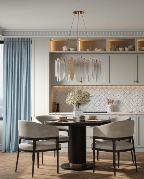 Спокойный, благородный интерьер с элементами американской классики. 01