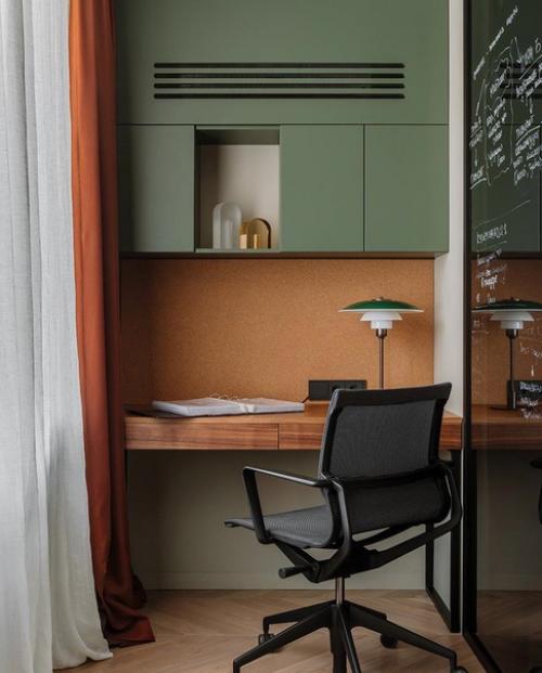 Очень милое сочетание зеленого и терракотового цветов. 05