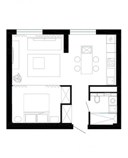 Квартира - студия с оптимальной площадью 44 м 2. 08
