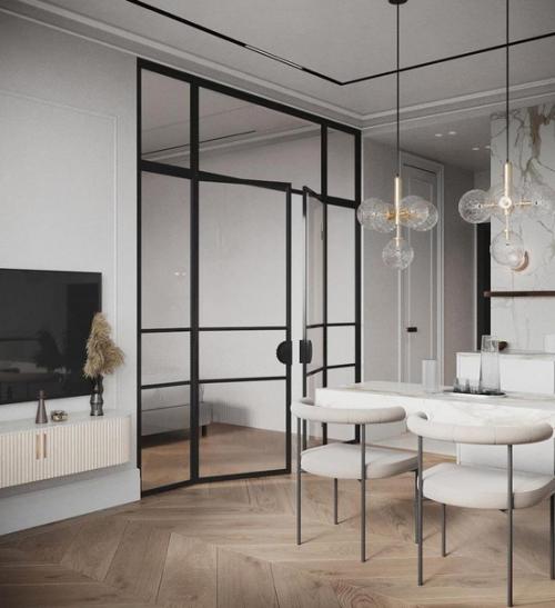 Светлый интерьер. С небольшим количеством темных элементов, которые подчеркивают самые интересные моменты. 06