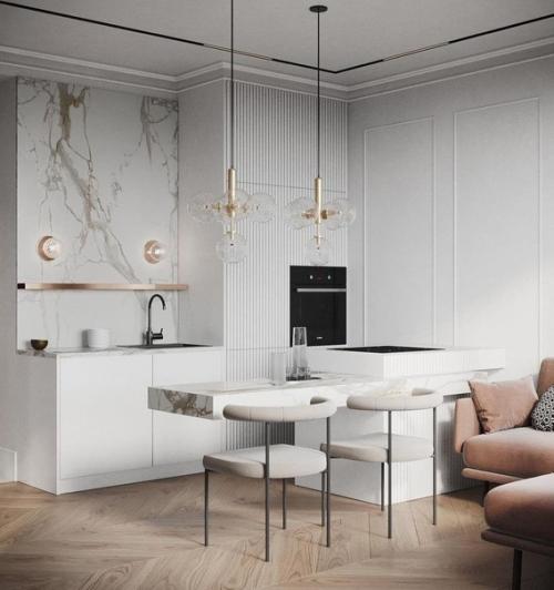 Светлый интерьер. С небольшим количеством темных элементов, которые подчеркивают самые интересные моменты. 07