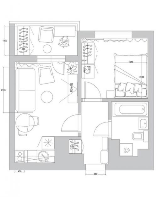 Яркая однокомнатная квартира. 06