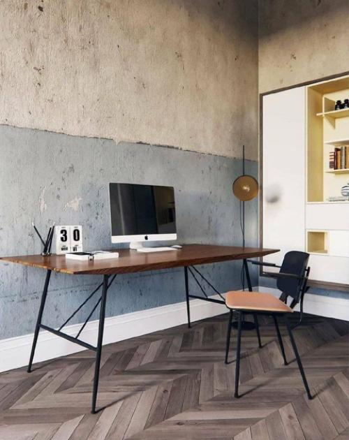 Необычный интерьер. Стильный и современный, несмотря на отделку стен. 05