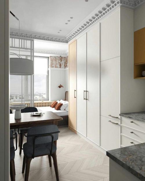 На такой маленькой площади (25 м 2) удалось разместить абсолютно все необходимое. 03