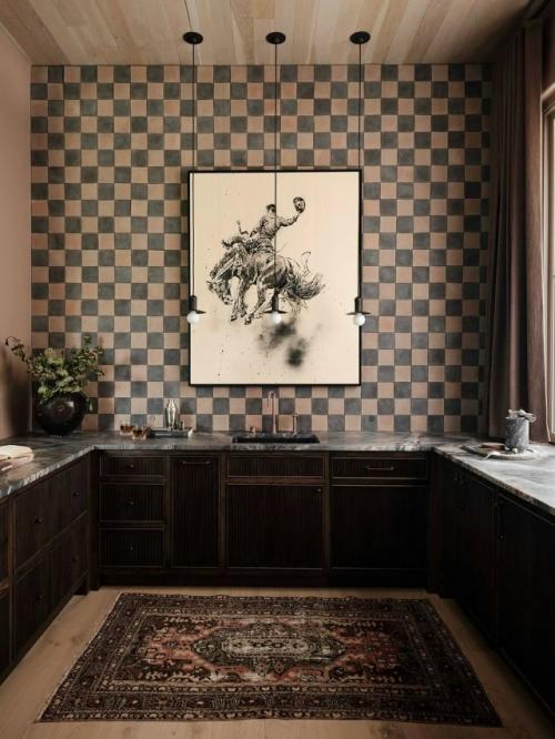 Шахматная клетка в интерьере - возвращение графики. 04