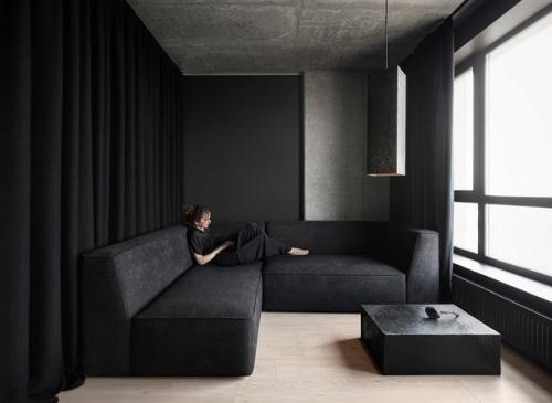 Монохромный интерьер 40-метровой квартиры.