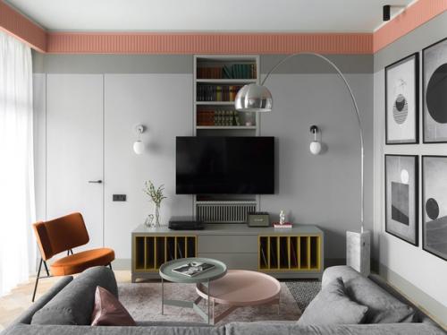 Интерьер с цветными акцентами (55 кв. 01