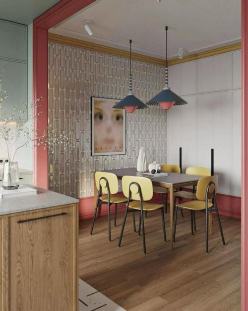 Французское настроение в современной кухне - гостиной. 02