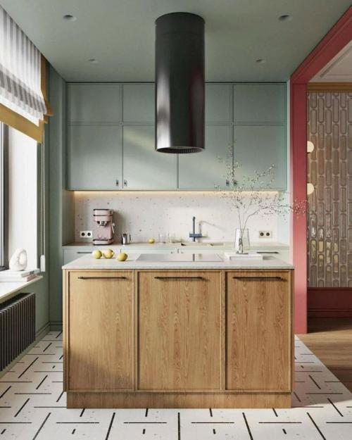 Французское настроение в современной кухне - гостиной.

