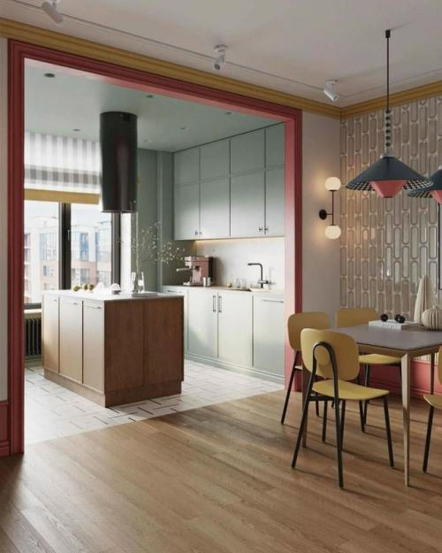 Французское настроение в современной кухне - гостиной. 05