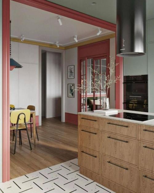 Французское настроение в современной кухне - гостиной. 08