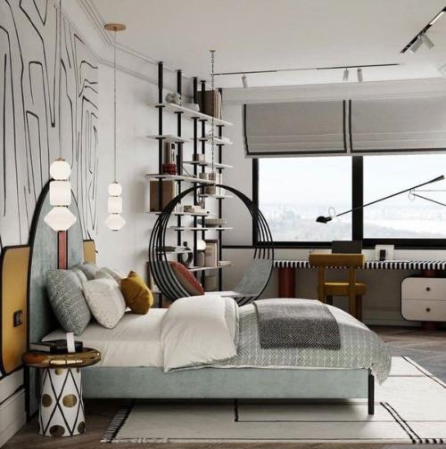 Интересный прием. С графичным оформлением интерьера. 03