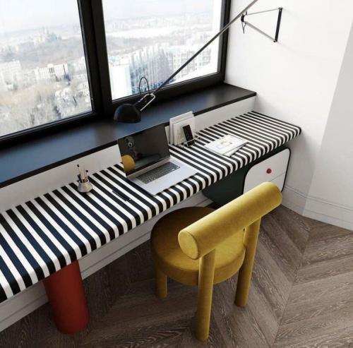 Интересный прием. С графичным оформлением интерьера. 04