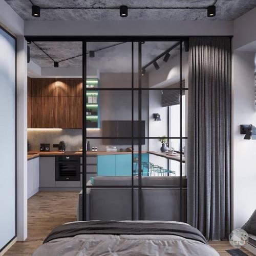 Стиль лофт. С интересными деталями.