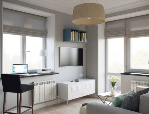 Квартира небольшая, но получился отличный интерьер для проживания молодой пары! 03