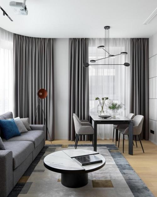 Стильный, лаконичный интерьер в серой цветовой гамме. 04