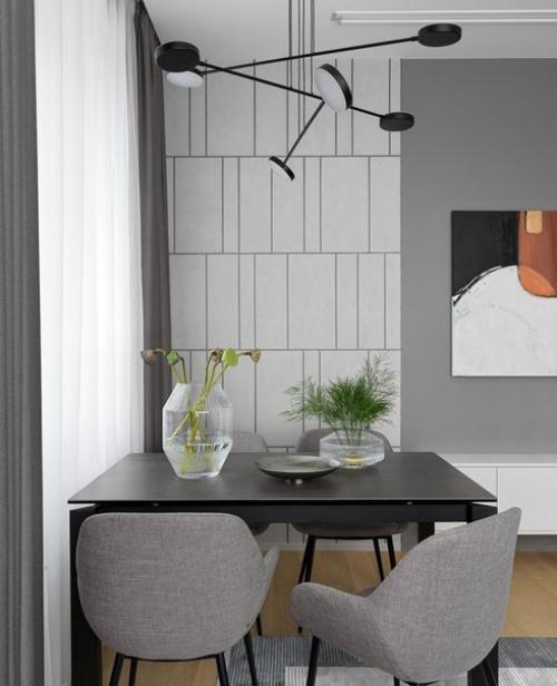 Стильный, лаконичный интерьер в серой цветовой гамме. 01