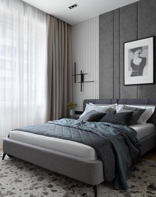 Стильный, лаконичный интерьер в серой цветовой гамме. 02