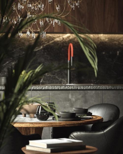 Невероятно красивый эклектичный интерьер кухни. 01