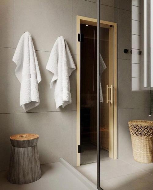 Интерьер ванной комнаты в зеленом цвете. 02