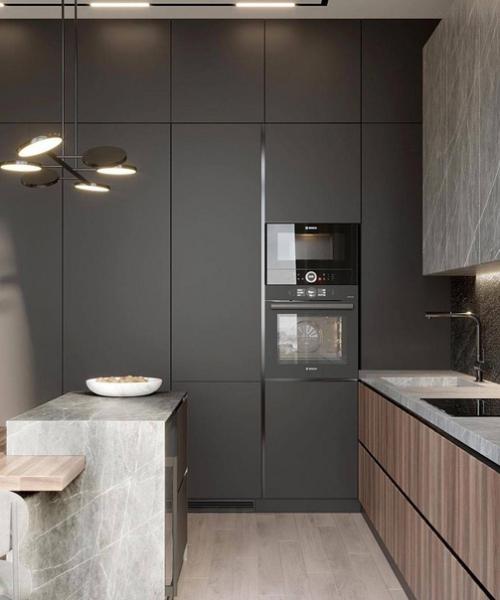 Интерьер выполненный в серых и бежевых цветах. 08