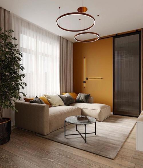 Отличная гостиная. С небольшими горчичными вставками. 03