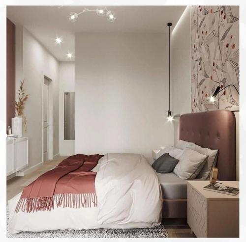 Интересное оформление спальной комнаты. 01