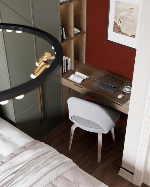 Интерьер однокомнатной квартиры с рабочими зонами. 03